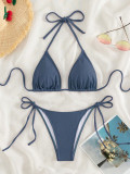 Women Solid Tie-Up Sexy Bikini Two Pieces Swimwear