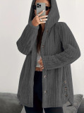 Women Autumn/Winter Solid Long-Sleeve Hooded Furry Jacket