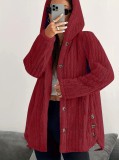 Women Autumn/Winter Solid Long-Sleeve Hooded Furry Jacket