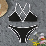Women Color Block Halter Neck Sexy Bikini Beach Swimwear