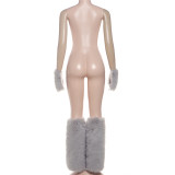 Women autumn/winter sexy Halter Neck top, skirt, sleeves, and foot covers 4-Piece Set