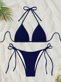Women Solid Tie-Up Sexy Bikini Two Pieces Swimwear