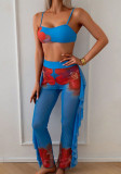 Women Printed Spa Cover-Up Long Pants Bikini Beach Swimwear Three-Piece