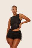 Women Lace Vest and Shorts Two-Piece Set