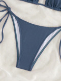 Women Solid Tie-Up Sexy Bikini Two Pieces Swimwear