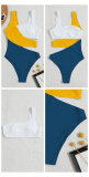 Women Sexy Color Block Bikini One-Piece Swimwear