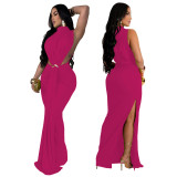 Women's Solid Color Sexy Side Slit Sleeveless Fashion Dress