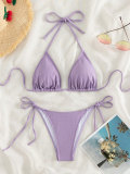 Women Solid Tie-Up Sexy Bikini Two Pieces Swimwear