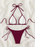 Women Solid Tie-Up Sexy Bikini Two Pieces Swimwear