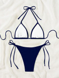 Women Solid Tie-Up Sexy Bikini Two Pieces Swimwear