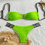 Women Color Block Sexy Tie-Up Bikini Swimwear