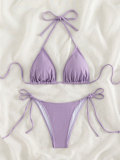 Women Solid Tie-Up Sexy Bikini Two Pieces Swimwear