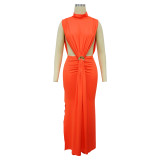 Women's Solid Color Sexy Side Slit Sleeveless Fashion Dress