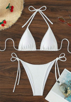 Women Solid Tie-Up Sexy Bikini Two Pieces Swimwear