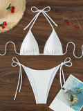 Women Solid Tie-Up Sexy Bikini Two Pieces Swimwear