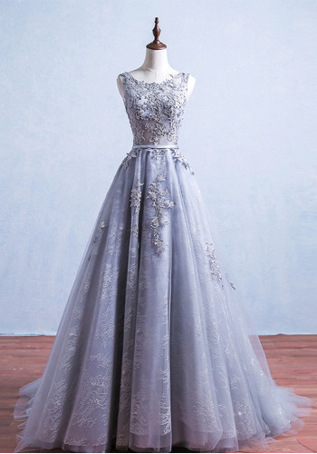 Women's Formal Party Evening Dress Long Grey Bridesmaid Lace Gown（Processing time need 3-6 days）