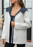 Women's Autumn Winter Casual Color Block Hooded Coat