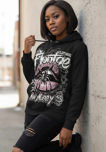 Women Printed Washed American Hoodies