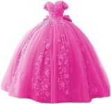 Women's Lace Beaded Ball Off-Shoulder Tutu Evening Dress Formal Party Chiffon Gown（Processing time need 3-6 days）
