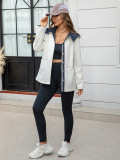 Women's Autumn Winter Casual Color Block Hooded Coat
