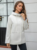 Women's Autumn Winter Casual Color Block Hooded Coat
