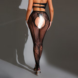 Women's Erotic High-Stretch Fishnet Open-Crotch Black Stockings