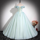Women's Off-Shoulder Slim waist Chiffon Tutu Gown Formal Party Evening Dress（Processing time need 3-6 days）
