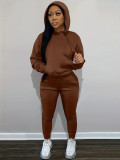 Women Solid Hoodies and Pant Two-Piece Set