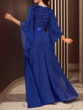 Women's Formal Party Evening Dress Chic Elegant Dubai Sequin Patchwork Ball Gown