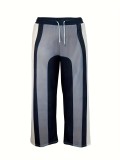 Women's Fashion Plus Size Drawstring Waist Elastic Wide-Leg Straight Pants