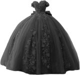 Women's Lace Beaded Ball Off-Shoulder Tutu Evening Dress Formal Party Chiffon Gown（Processing time need 3-6 days）