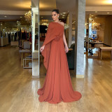 Women's Spring Autumn Slash Shoulder Chiffon Loose Flare Party Dress