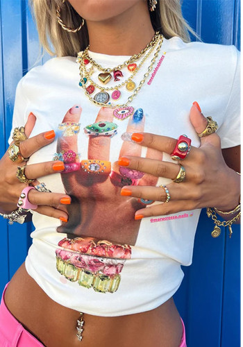 Women's Fashion Trendy Round Neck Slim Fit Short Sleeve T-Shirt