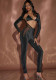 Women Long Sleeve Front Hollow-Out Strapless Jumpsuit