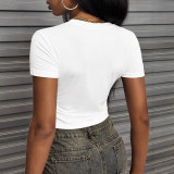 Women's Fashion Trendy Round Neck Slim Fit Short Sleeve T-Shirt