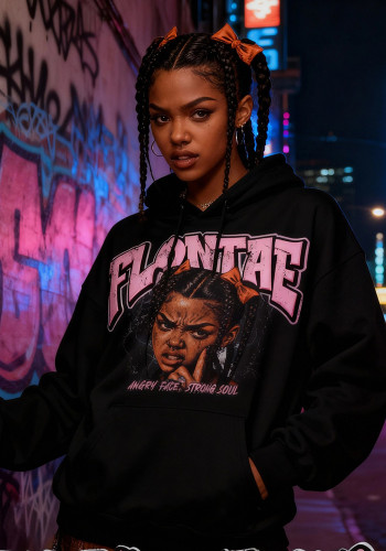 Women Printed Washed American Hoodies