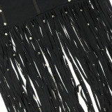 Women Sexy Slash Fringe Beaded Bodycon Dress