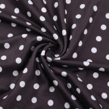 Women's Autumn Winter Chic V-Neck Polka Dot Long Sleeve Slim Waist Short Dress