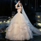 Women's Bridal Chic Strapless Strap Wedding Gown（Processing time need 3-6 days）