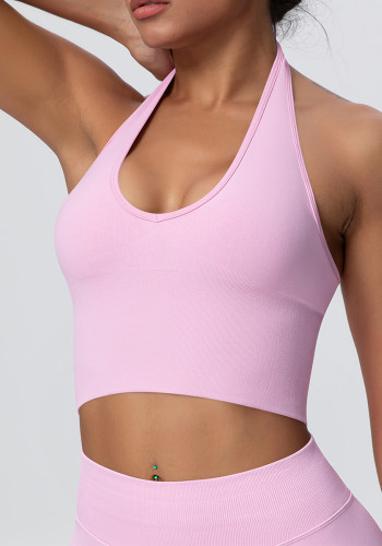 Women Halter Neck Tank Yoga Bra Sports Fitness Top