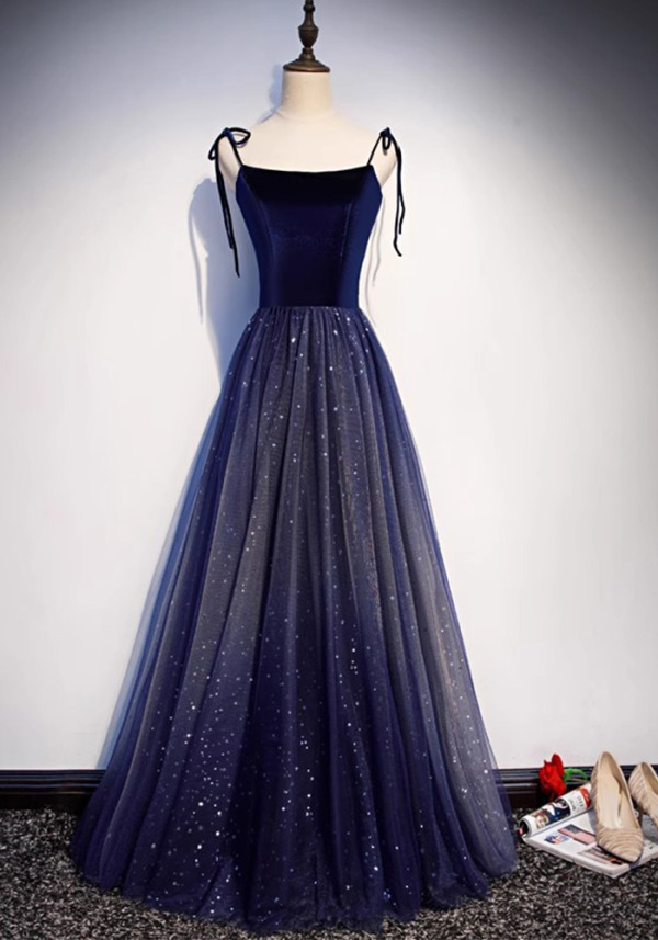 Women's Formal Party Evening Dress Chic Long Blue Gradient Starry Gown（Processing time need 3-6 days）