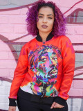 Hip Hop Print Baseball Jacket