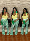 Plus Size Women Casual Geometric Print Bell Bottom Pants