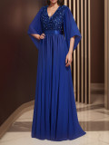 Women's Formal Party Evening Dress Chic Elegant Dubai Sequin Patchwork Ball Gown