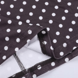 Women's Autumn Winter Chic V-Neck Polka Dot Long Sleeve Slim Waist Short Dress