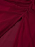 Women's Sexy Low Back High Slit Pleated Slim Mesh Halter Neck Lace-Up Bodycon Long Dress