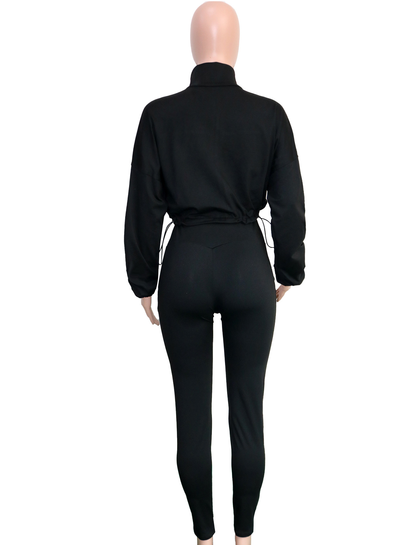 Women Casual Solid Sports Top and Pant Two-Piece Set