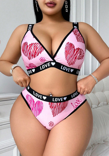 Plus Size Women Sexy Sports Bra Two-Piece Set