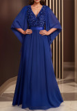 Women's Formal Party Evening Dress Chic Elegant Dubai Sequin Patchwork Ball Gown