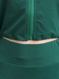 Women Casual Solid Sports Top and Pant Two-Piece Set